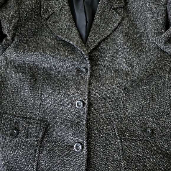 S O L D  LL Bean Dark Gray Tweed Wool Blend Tailored Blazer size L/P - Picture 13 of 15